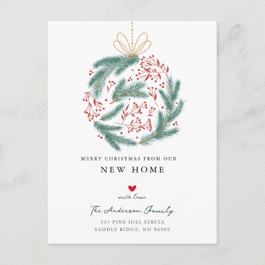 Kerstversiering verhuizen aankondigingskaart (Voorkant)