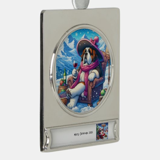 kerstversiering verzilverd banner ornament (Rechts)