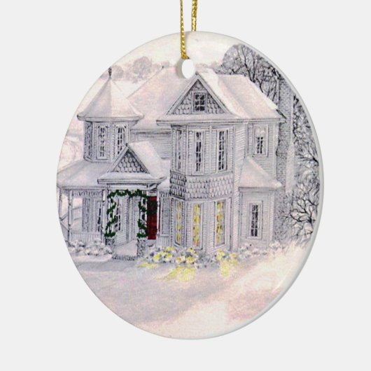 kerstversiering Victoriaans huis Keramisch Ornament (Links)
