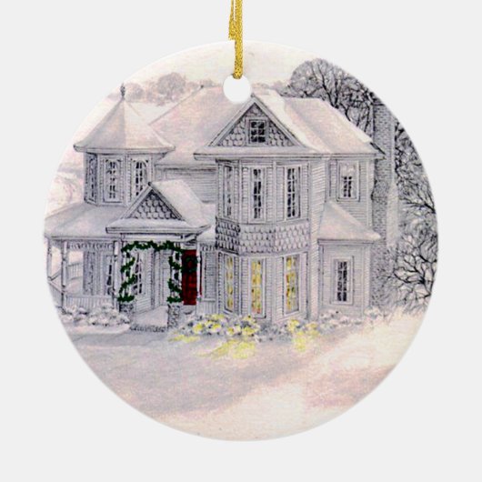 kerstversiering Victoriaans huis Keramisch Ornament (Achterkant)