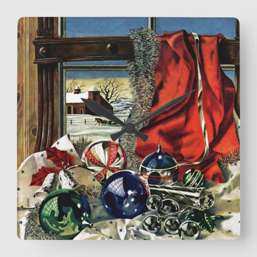 kerstversiering vierkante klok (Voorkant)