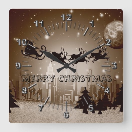 kerstversiering vierkante klok (Voorkant)