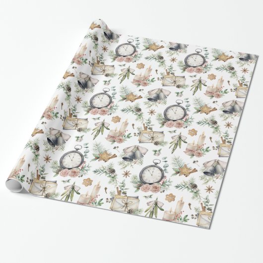 Kerstversiering Vintage Cadeaupapier (Uitgerold)