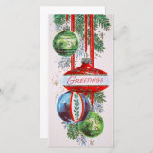 Kerstversiering Vintage Retro Kerstgroeten  Feestdagenkaart (Voorkant / Achterkant)