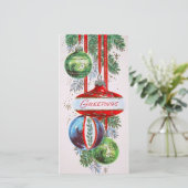 Kerstversiering Vintage Retro Kerstgroeten  Feestdagenkaart (Staand voorkant)