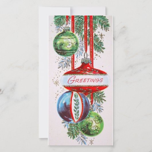 Kerstversiering Vintage Retro Kerstgroeten  Feestdagenkaart (Voorkant)