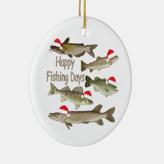 kerstversiering, visvangst, visschenkingen keramisch ornament (Rechts)