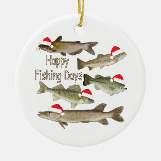 kerstversiering, visvangst, visschenkingen keramisch ornament (Voorkant)