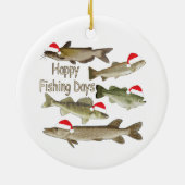 kerstversiering, visvangst, visschenkingen keramisch ornament (Achterkant)