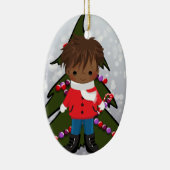 Kerstversiering voor Afrikaanse Amerikaanse jongen Keramisch Ornament (Rechts)