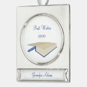 kerstversiering voor beste schrijver verzilverd banner ornament (Links)