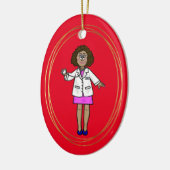 Kerstversiering voor Black Vrouw Doctor Keramisch Ornament (Links)