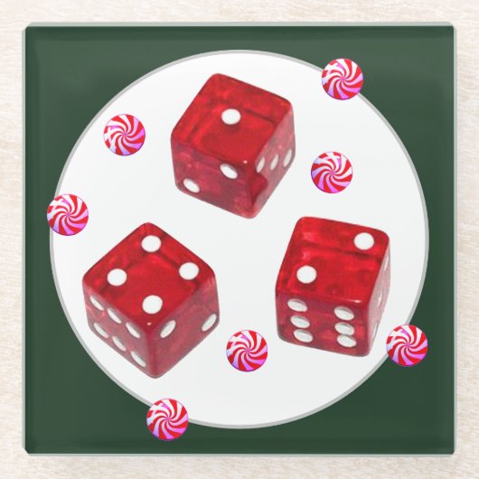 Kerstversiering voor Bunco Glazen Onderzetter (Voorkant)