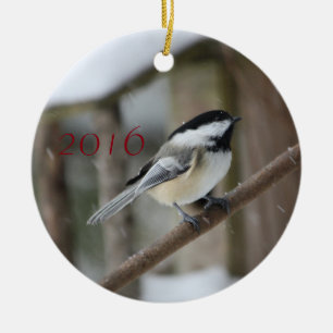 Kerstversiering voor Chickadee Keramisch Ornament