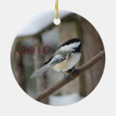 Kerstversiering voor Chickadee Keramisch Ornament (Achterkant)