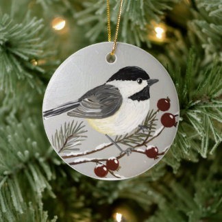 Kerstversiering voor Chickadee Keramisch Ornament