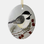 Kerstversiering voor Chickadee Keramisch Ornament (Rechts)