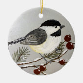 Kerstversiering voor Chickadee Keramisch Ornament (Voorkant)