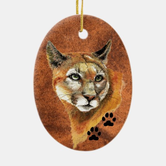 Kerstversiering voor Cougar Keramisch Ornament (Achterkant)