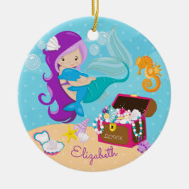 kerstversiering voor Cute Mermaid en Dolphin Keramisch Ornament