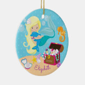 kerstversiering voor Cute Mermaid en Dolphin Keramisch Ornament (Rechts)