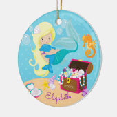 kerstversiering voor Cute Mermaid en Dolphin Keramisch Ornament (Links)