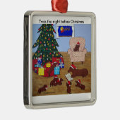 kerstversiering voor de familie Dachshund Metalen Ornament (Rechts)