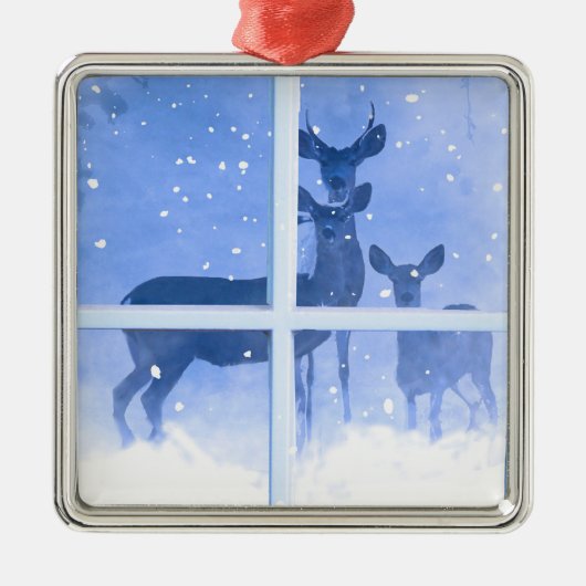  kerstversiering voor de familie Deer Metalen Ornament (Voorkant)