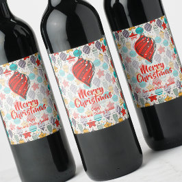 Kerstversiering voor de kerstboom in vintage stijl wijn etiket