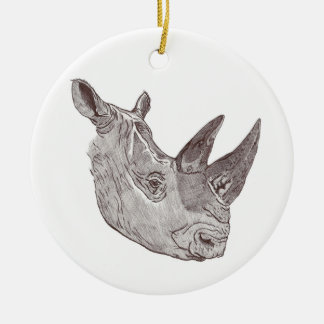 Kerstversiering voor de Rhinoceros-ronde Keramisch Ornament