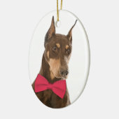 Kerstversiering voor de rode en de rode Doberman Keramisch Ornament (Links)