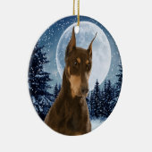 Kerstversiering voor de rode en de rode Doberman Keramisch Ornament (Rechts)