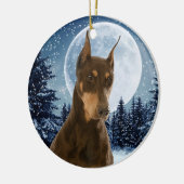 Kerstversiering voor de rode en de rode Doberman Keramisch Ornament (Links)