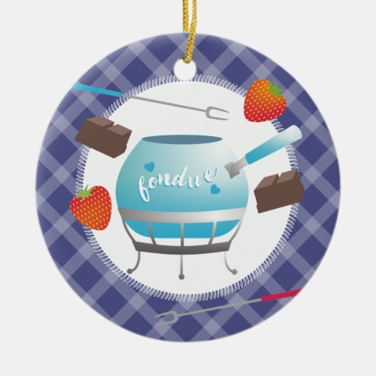 kerstversiering voor Fondue chocolade-aardbeien Keramisch Ornament (Voorkant)