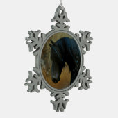 kerstversiering voor Friesian Horse Tin Sneeuwvlok Ornament (Links)