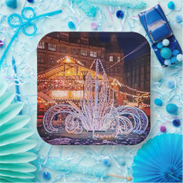 Kerstversiering, voor het stadhuis papieren bordje