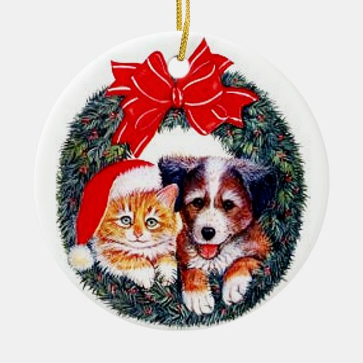 kerstversiering voor honden en katten keramisch ornament (Voorkant)