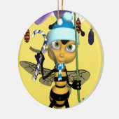 Kerstversiering voor honingbijen - kattenhoningbij keramisch ornament (Links)