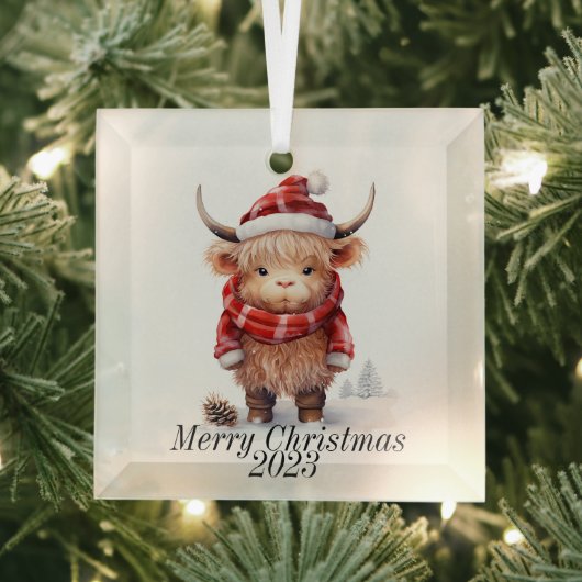Kerstversiering voor hoogland Koe Glas Ornament (Insitu)