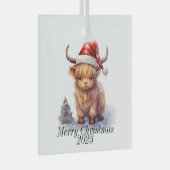 Kerstversiering voor hoogland Koe Glas Ornament (Voorkant Rechts)