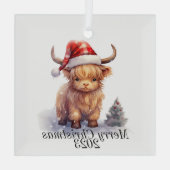 Kerstversiering voor hoogland Koe Glas Ornament (Achterkant)