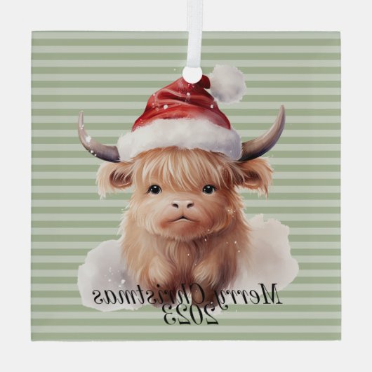 Kerstversiering voor hoogland Koe Glas Ornament (Achterkant)