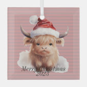 Kerstversiering voor hoogland Koe Glas Ornament (Voorkant)