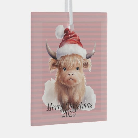Kerstversiering voor hoogland Koe Glas Ornament (Voorkant Rechts)