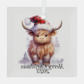 Kerstversiering voor hoogland Koe Glas Ornament (Achterkant)