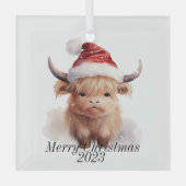 Kerstversiering voor hoogland Koe Glas Ornament (Voorkant)