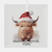 Kerstversiering voor hoogland Koe Glas Ornament (Achterkant)