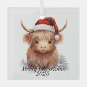 Kerstversiering voor hoogland Koe Glas Ornament (Voorkant)