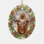 Kerstversiering voor hoogland Koe Keramisch Ornament (Rechts)