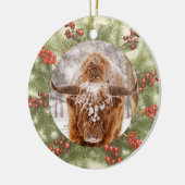 Kerstversiering voor hoogland Koe Keramisch Ornament (Links)